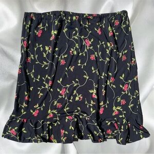 Coquette y2k floral garden midi skirt with ruffle hem
